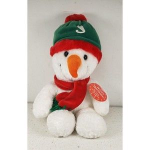 Snowman Plush 14" Green Winter Hat Red Scarf Exclusive Design From AGC Inc